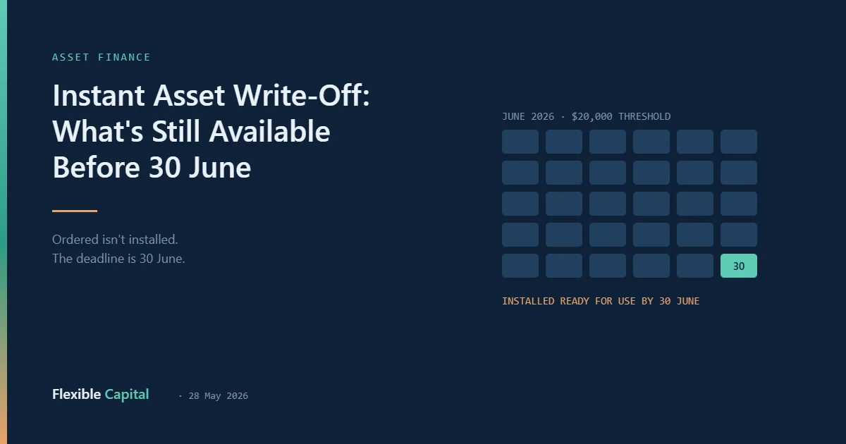 June 2026 calendar with 30 June highlighted as the write-off deadline.